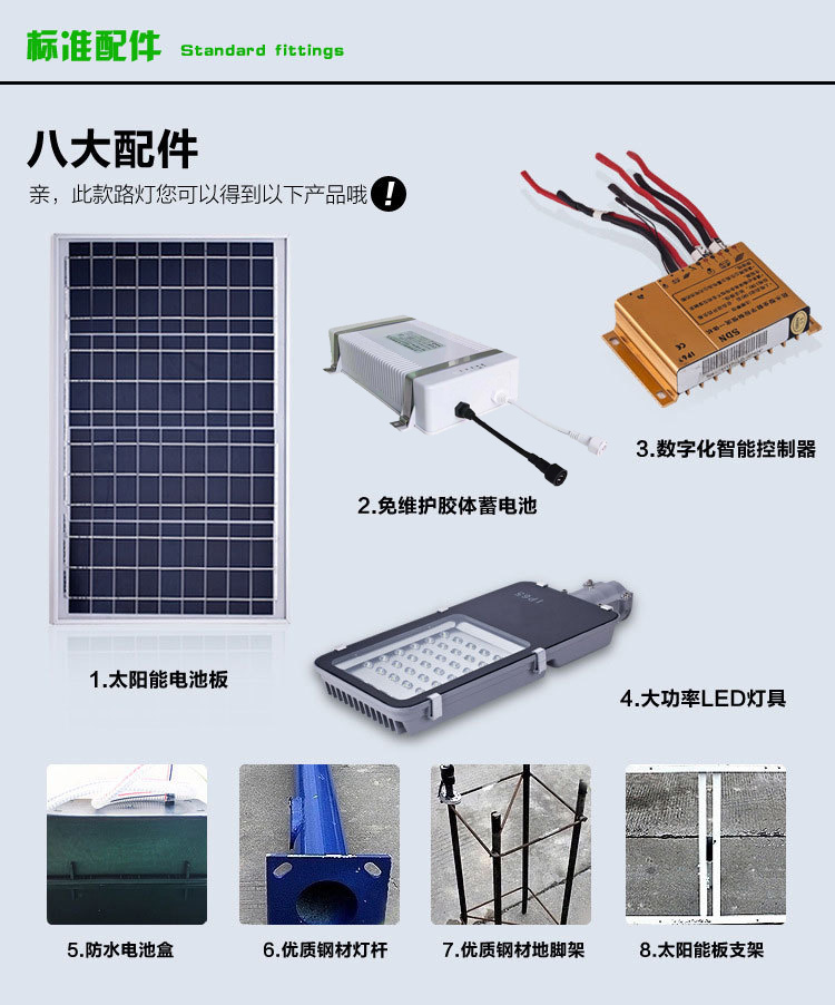 太陽(yáng)能路燈配件展示三